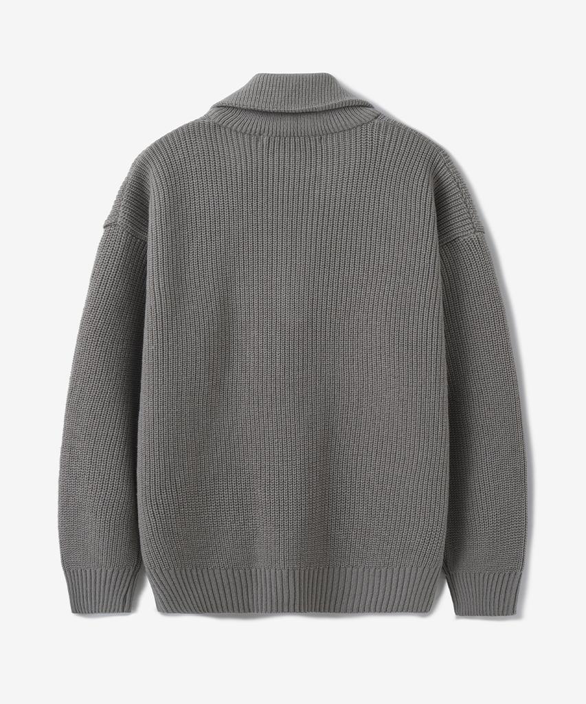 BLOND9 Half Zip Rib Knit Top_Gray
