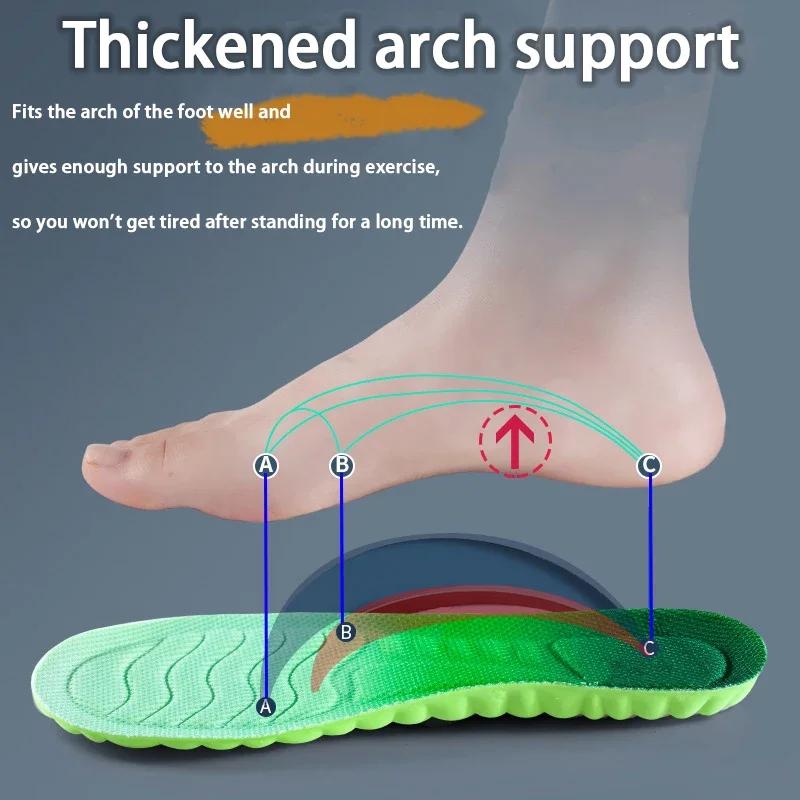 4PCS Soft Breathable Sports Insoles for Men & Women with Arch Support Shock-Absorbing Elastic Sneakersoles for Odor Resistance