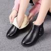 Leather Boots Winter Middle-aged Flat Bottom Shoes for Women Warm Cotton Shoes Soft Bottom Non-slip Wool Women Boots