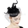European And American Retro High-Quality Hemp Yarn Headgear Catwalk Bride Feather Hair Accessories Burgundy Top Hat