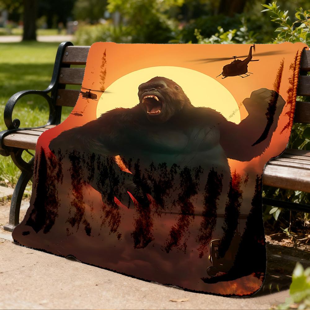 1pc King Kong Outdoor Flannel Throw Blanket Soft, Lightweight & Warm