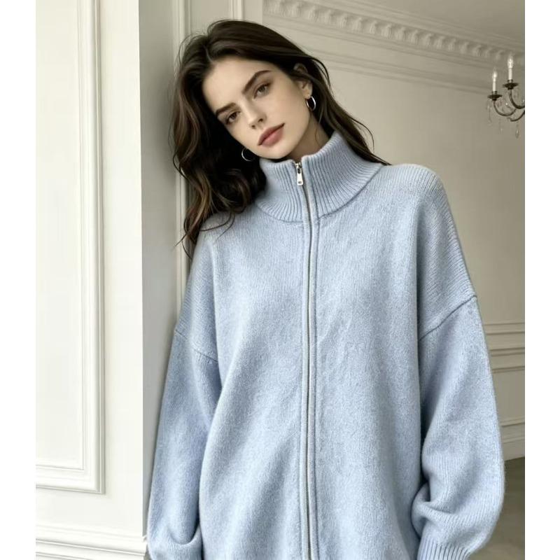 TIFICY Women's Fashion Casual Fall Winter Solid Color Print Long Sleeve High Neck Tops Women's Clothing Woolen Knitwear Sweaters