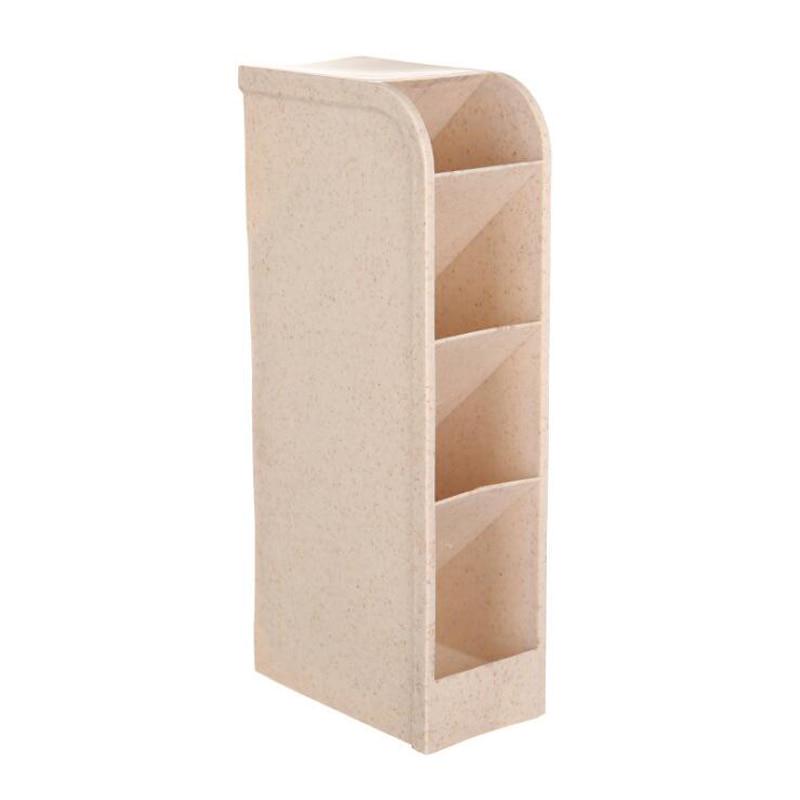 Office Shelves Wheat Straw Four Compartments Multifunctional Storage Box Kitchen Desk Pen Holder