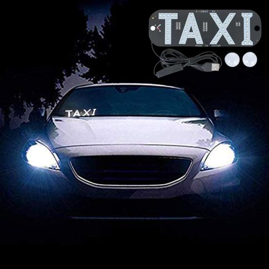 LED Indicator Light Waterproof Taxi Sign Lamp with USB Power Car Windshield Light Stickers for Ride-Hailing Cars Grab Taxi