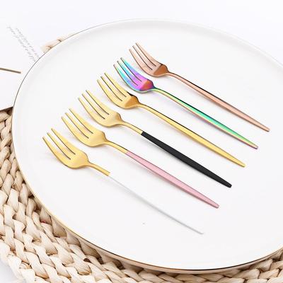 4PCS Stainless Steel Cutlery Rainbow Cake Fruit Fork Dinner Salad Fork Tableware Gold Dessert Fork For Hotel Party Kitchen Tool