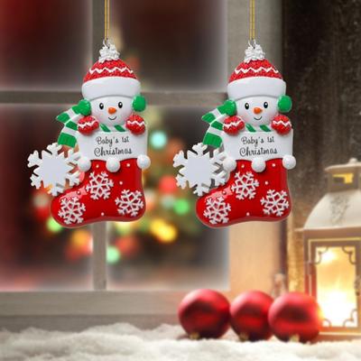 Babys First Christmas Ornament zářivé barvy s akrylovým vánočním ornamentem s designem sněhuláka