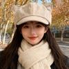 Autumn and Winter Suede Cat Ear Beret Women's Retro Face Showing Small Octagonal Hat Casual Versatile Trendy Painter Hat