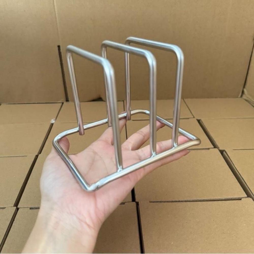 Stainless Steel Multi Slot Pot Lid Cutting Board Holder Countertop Storage Rack for Home Kitchen Utensil Organization