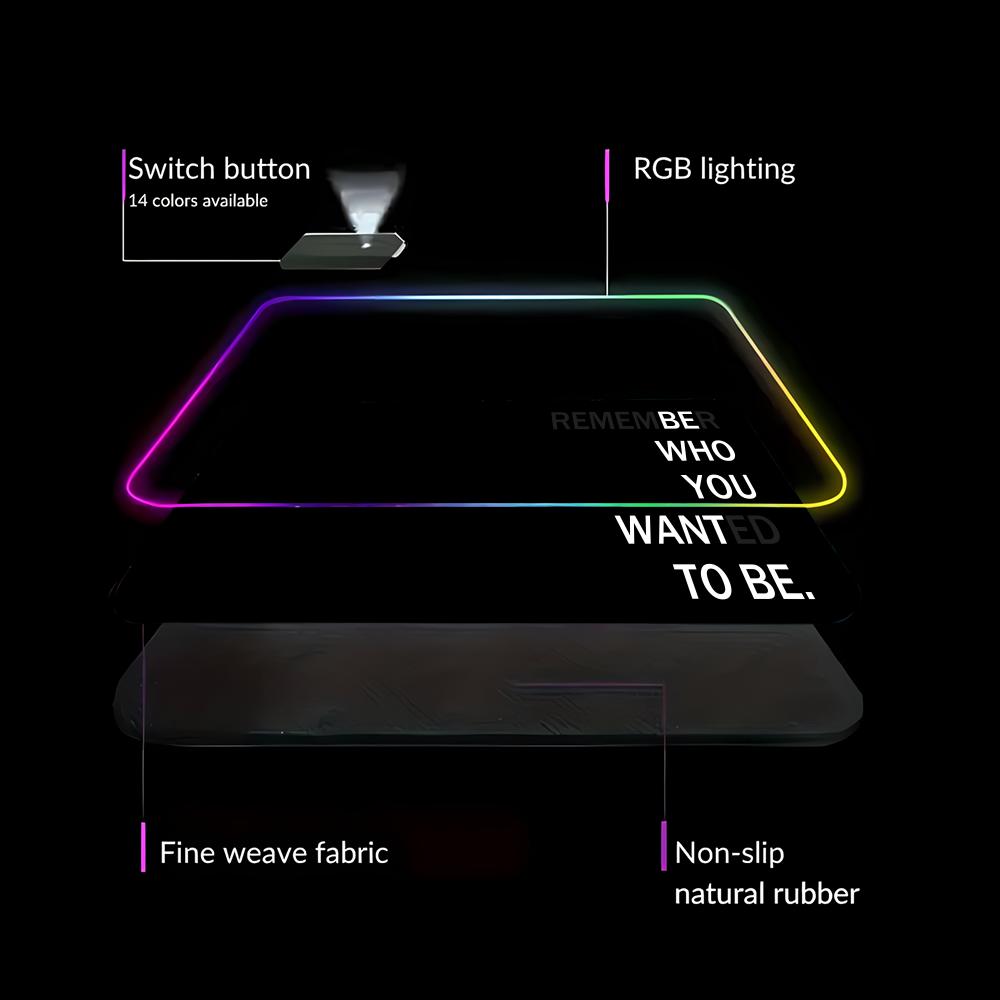 Inspirational quotes Mouse Pad Animation Games Beautiful RGB Gaming Pad HD Gamer Large LED Light PC Computer pad Non-slip Decor