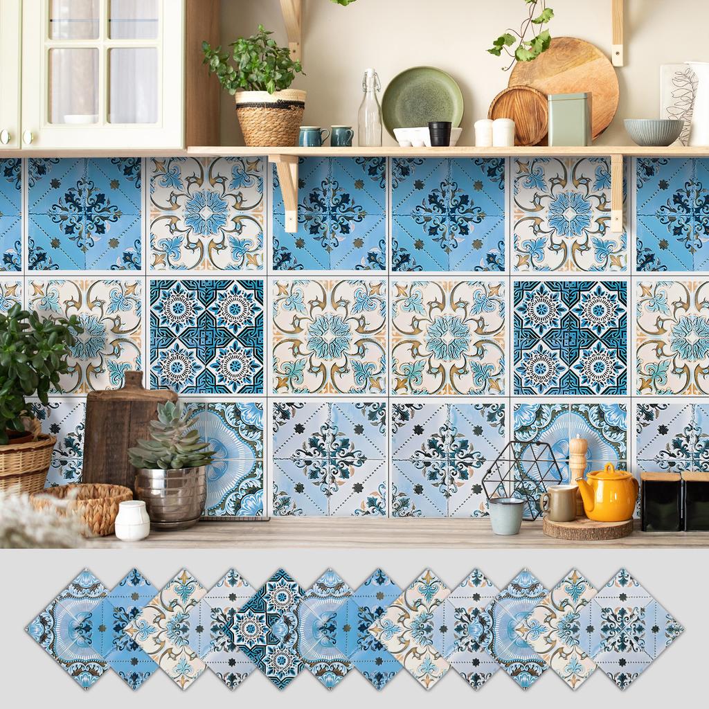 12 Self-adhesive Kitchen Waterproof and Oil-proof Wall Stickers, Bathroom Wall Decoration Renovation, Beautification Strong Wallpaper Stickers