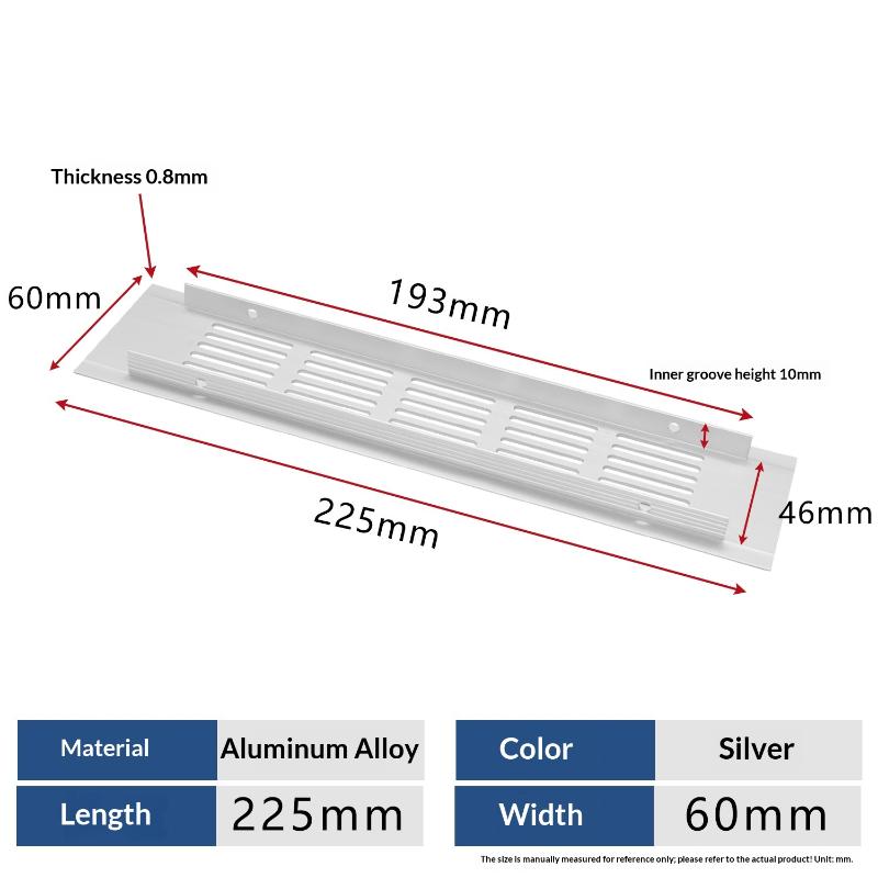 1Pcs Household Air Vent Grille Wall Ventilation Cover Wardrobe Parts 50/60/80mm*150-500mm Aluminum For Cupboard DIY Accessories