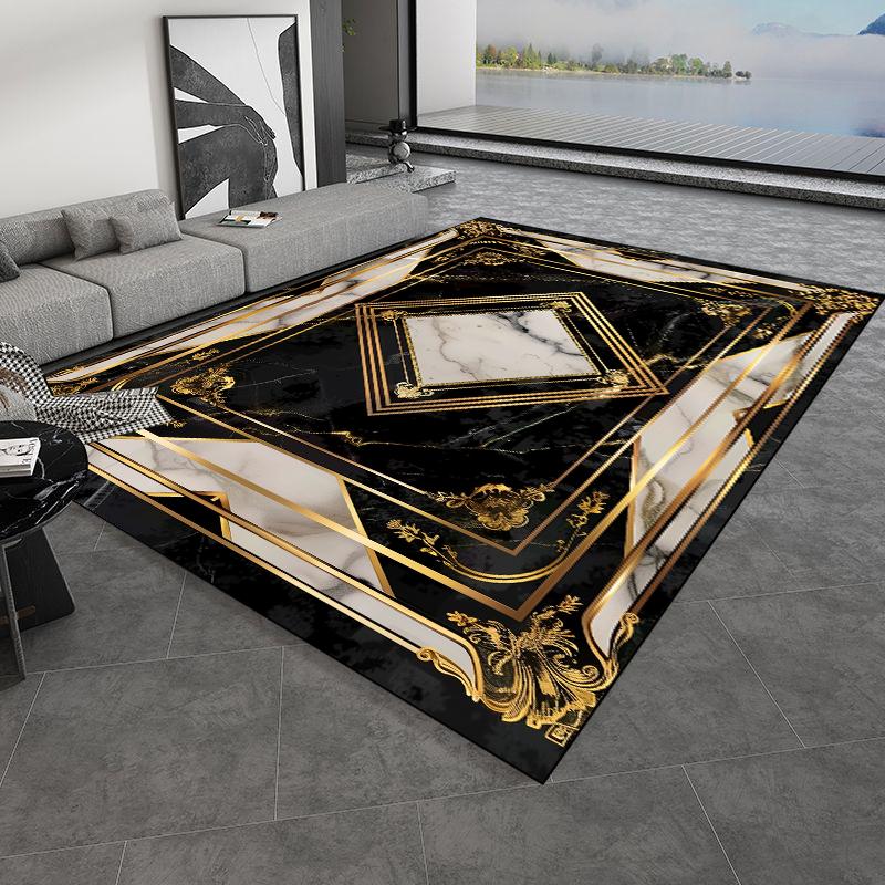 European Style Retro Carpets Luxury Marble Gold Rug Living Room Sofa Area Floor Mat Hotel Decoration Hall Hallway Large Carpet