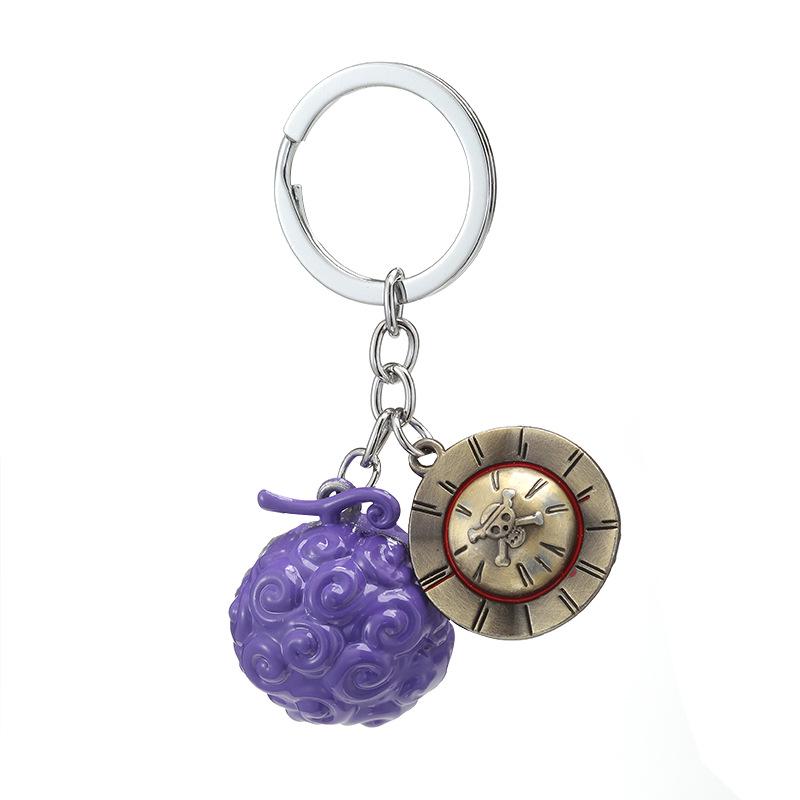 Set of 2 One Piece Devil Fruit Keychains: Law's Ope Ope Fruit & Ace's Mera Mera Fruit