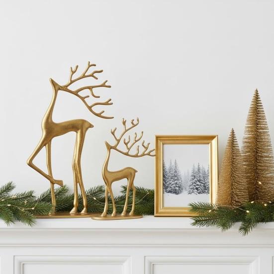 1/2 יחידות פסל אייל חג המולד עם צעיף פסלון צללית אייל מינימליסטי פיסול צבי קישוט קישוט שולחני לבית למשרד