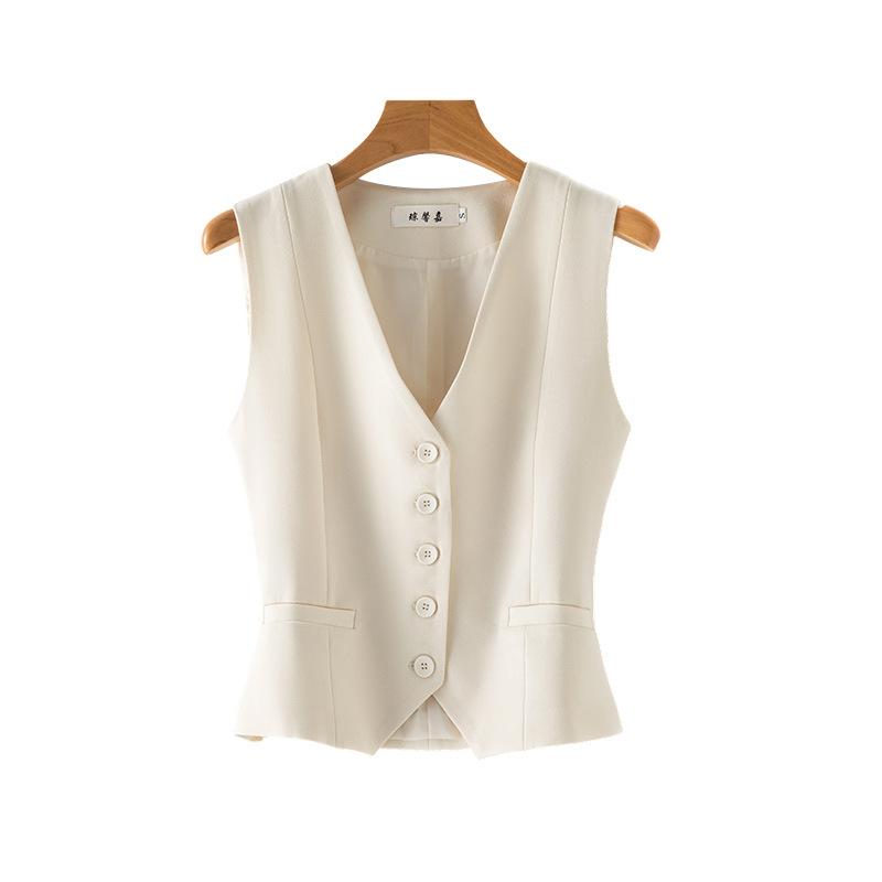 Short Suit Vest Women's Fashionable Versatile Spring Autumn Sleeveless Layering Commute Shoulder Pad No Fill Outerwear