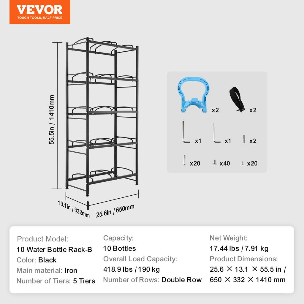 SucceBuy 3/4/5 Etagen Wasserkrug Halter Eisen Wasserflaschenhalter Doppel-/Einreihig Einfache Installation für Küche Büro Wohnzimmer
