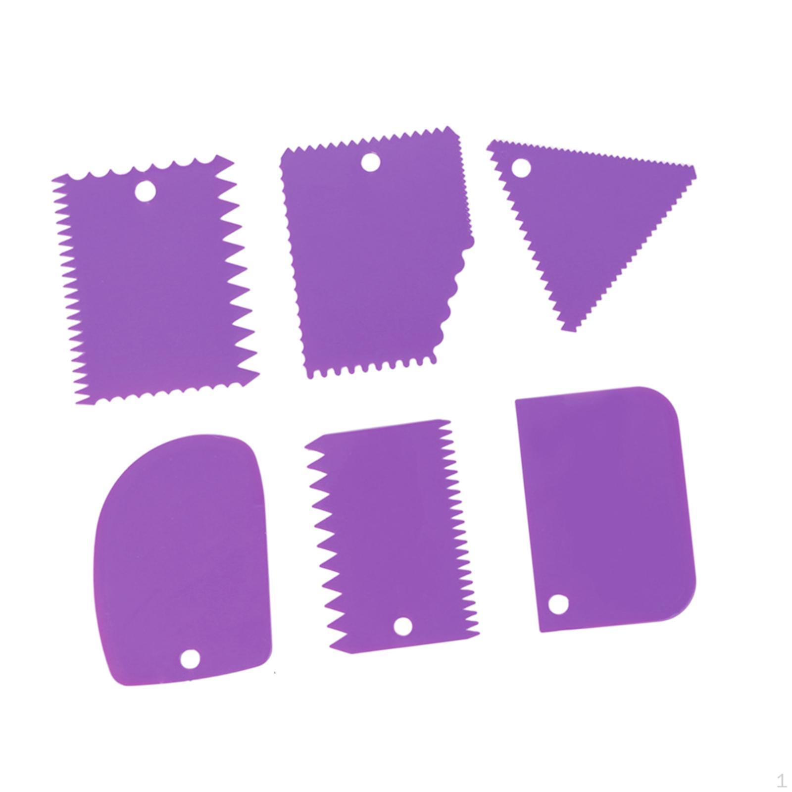 

6 шт., гребень для украшения торта, резак для крема, инструмент для глазирования краев для начинающих фиолетовый