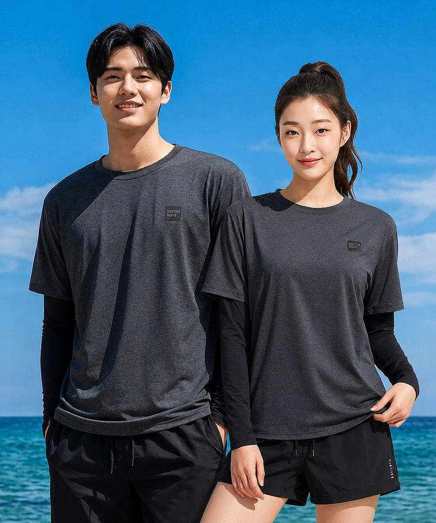 Helingbon Layered Short Sleeve Long Sleeve Loose Fit Rash Guard (1 Color) / Rc104