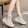 High Top Breathable and Non Slip Shoes for Autumn and Winter Women, Warm High Top with Plush Thick Sole, Height Increasing Cotton Shoes
