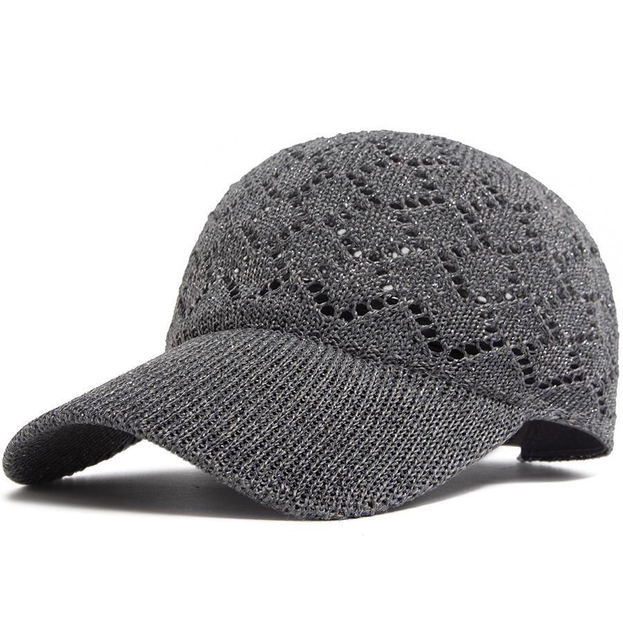 Casquette de Baseball en Tricot Creux Diamant pour Femmes, Visière Solaire en Maille d'Été, Casquette de Camionneur Vintage Décontractée pour Femme, Snapback pour Dame, Pour l'Extérieur Adjustable black