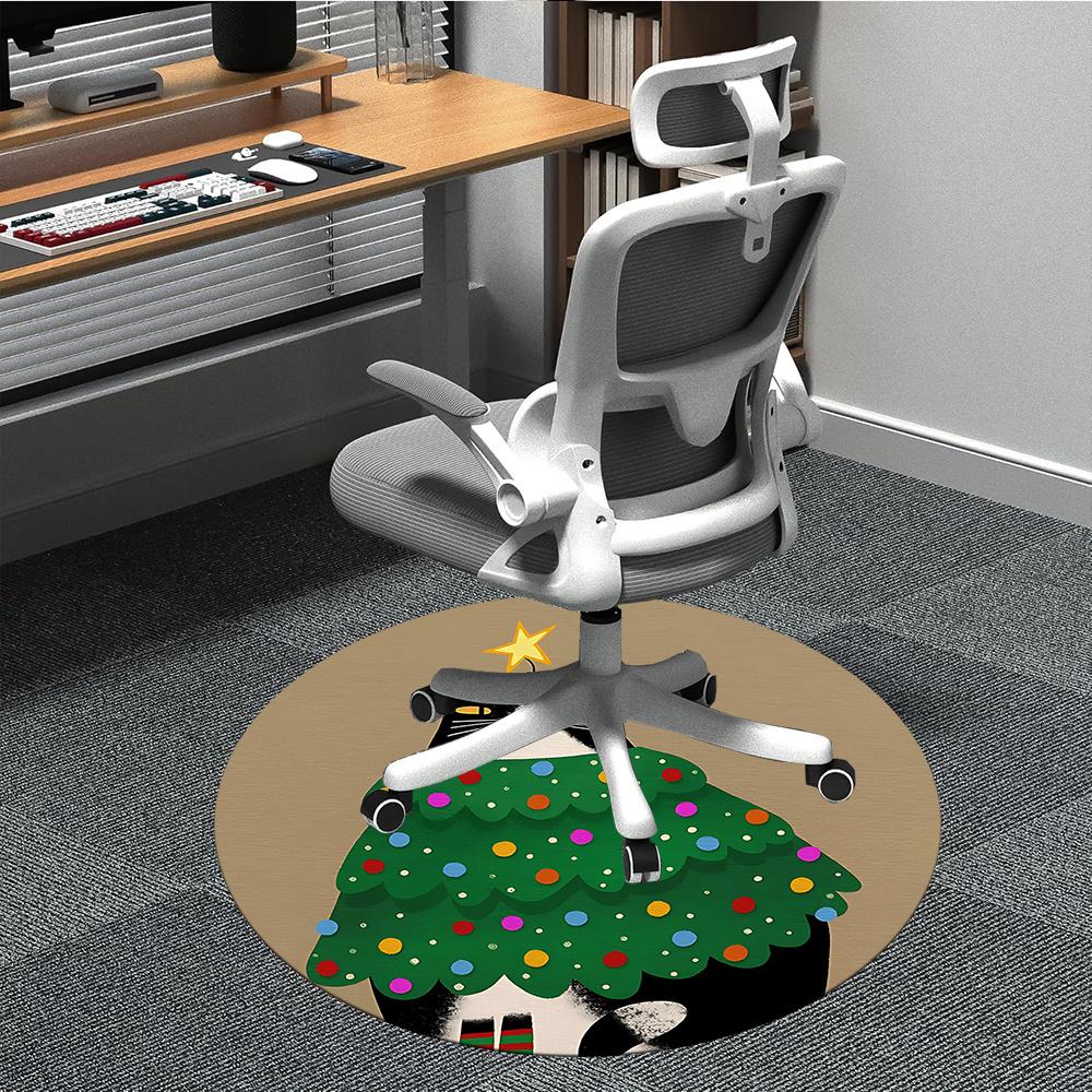 

1pc Cat Christmas Office Round Area Rug, Indoor Mat Suitable ForOffice, Under Office Chairs Bedroom Living Room Home Decor, Room Decot190 80cm by 80cm