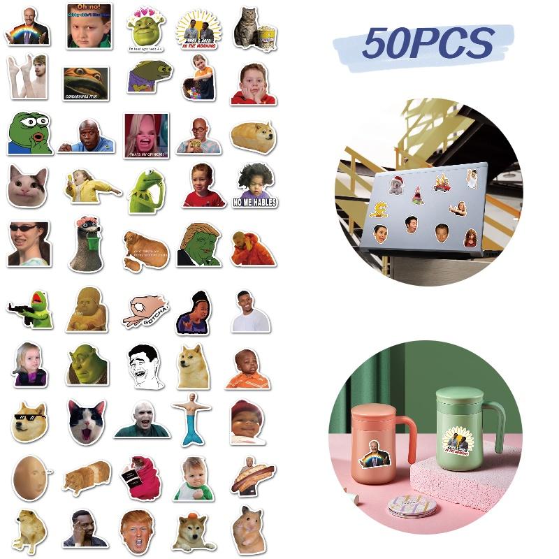 Funny Emoticon 50pcs Stickers Set Waterproof Laptop Suitcase Hand Account Decor