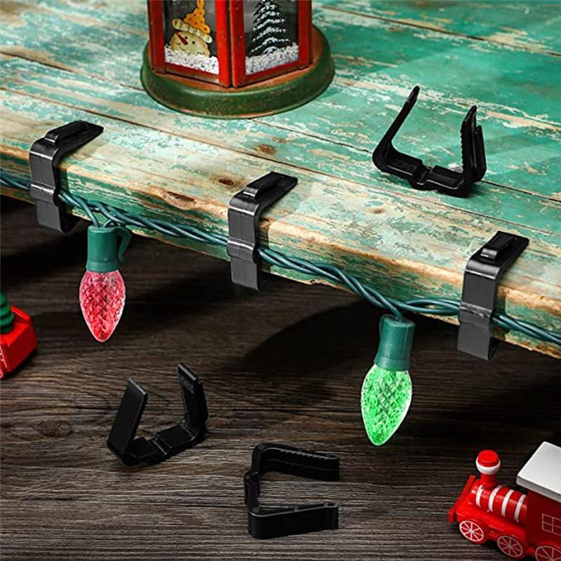 

Good-50Pack Holiday Light Clips Outdoor Hooks Christmas Hanger For Christmas Decoration Roof Gutter Fence Black чорний