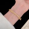 18K Gold Plated Zirconia Cross Open Bangle - Elegant Bracelet for Women