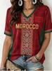 2026 Moroccan National Style Football Jersey 3D Printed Short-sleeved T-shirt Summer Women's T-shirt Y2K Women Clothes Harajuku