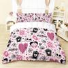 3-piece Halloween themed pink cute skull and heart-shaped pattern duvet cover set 1 duvet cover+2 pillowcases coreless