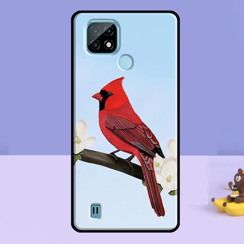 Cardinal Red Bird Case For Realme 13 10 11 12 14 Pro Plus C75 C67 C61 C55 C53 C51 C35 C21Y C25S GT 7 Pro 6 6T