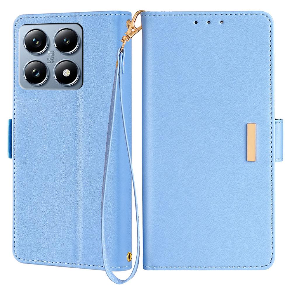 For Xiaomi 14T Pro Leather Wallet Case RFID Blocking Stand Cover with Hand Strap