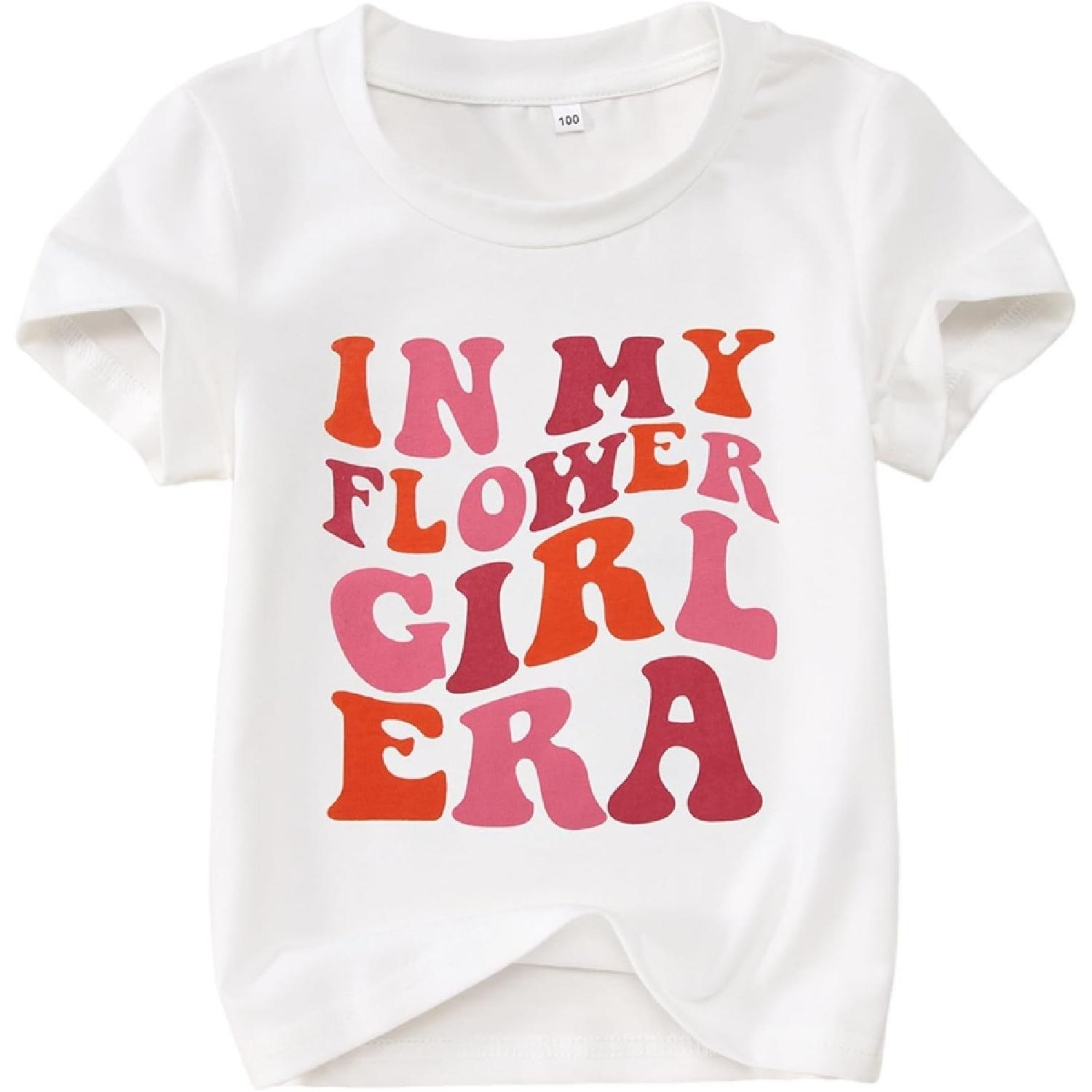 

BOUTIKOME in My Flower Girl Era Shirts Toddler Baby Girls T-Shirt Wedding Summer Tops Bridal Party Short Sleeve Tees 1-6T XXXXXL білий