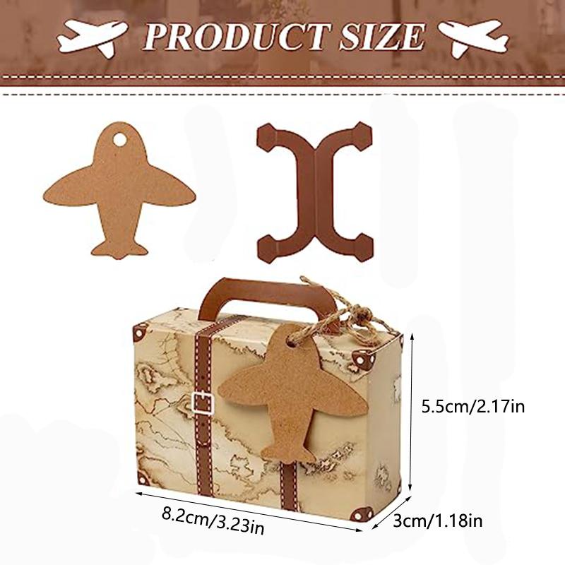 Mini Vintage Suitcase candy Boxes with Tags and Burlap Twine for Travel Themed Wedding Party Bridal Shower Birthday Decoration
