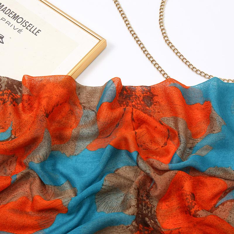 Fashion Women Cotton Viscose Scarf Ombre Floral Voile Beach Hijab Shawls And Wraps Female Foulard Echarpe Designer 180*90Cm