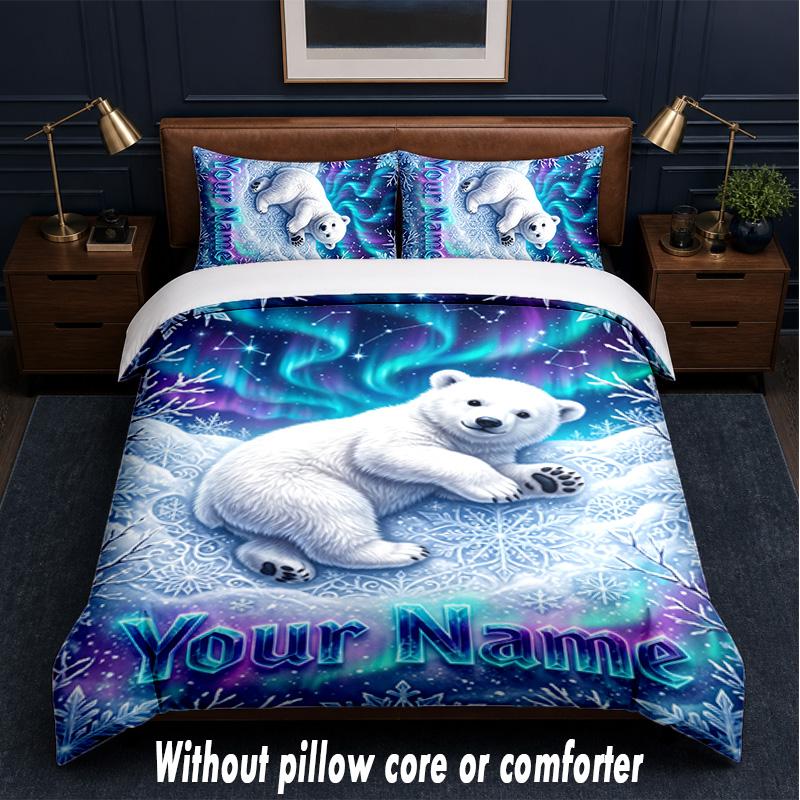 Teddy Bear Theme Custom Text Or Name 3Pcs Bedding Set,1 Flat Sheet & 2 Pillowcases Personalized Home Bedding