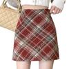 PHOLEEY Checkered Mini Korean Cute and Perfect for or Dates Women's A-Line Skirt, High-Waisted, Style, Fall/Winter, Stylish, Students, School,