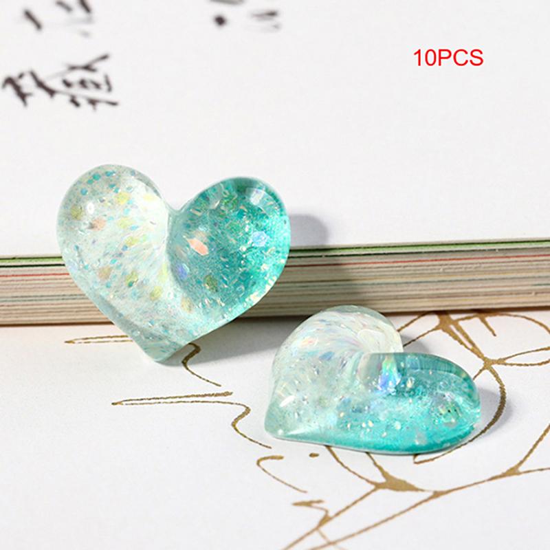 10Pcs Cartoon Gradient Love Cute Resin Series Jewelry Making Diy Home Life Decoration