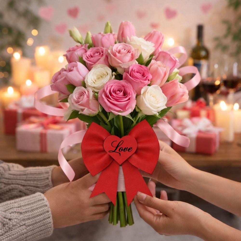 5 Stück Kreative Romantische LIEBE Schleifen Dekoration Handgemacht Einfarbige Schleife Blume Verpackung EVA Riesiges Band Binden Muttertag