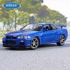 Welly 1/24 Nissan Skyline GTR R34 Alloy Sports Car Model Simulation Diecast Metal Toy Racing Car Model Collection Childrens Gift