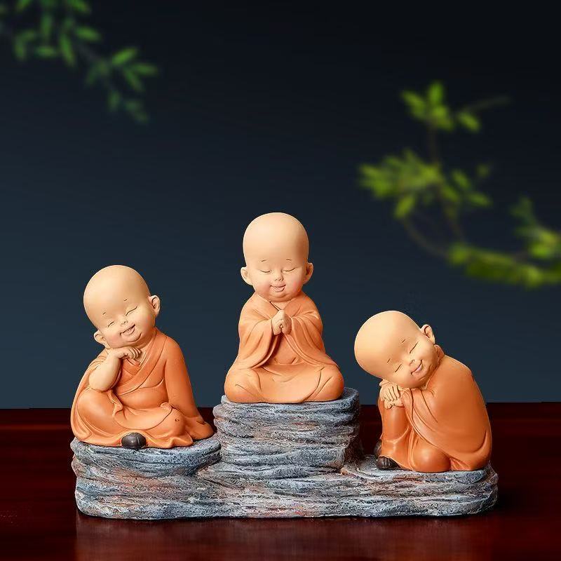 Resin Cute little monk sculptures and figurines Home, Room Car, Office,  Table decoration and accessories Wealth Luck Decor