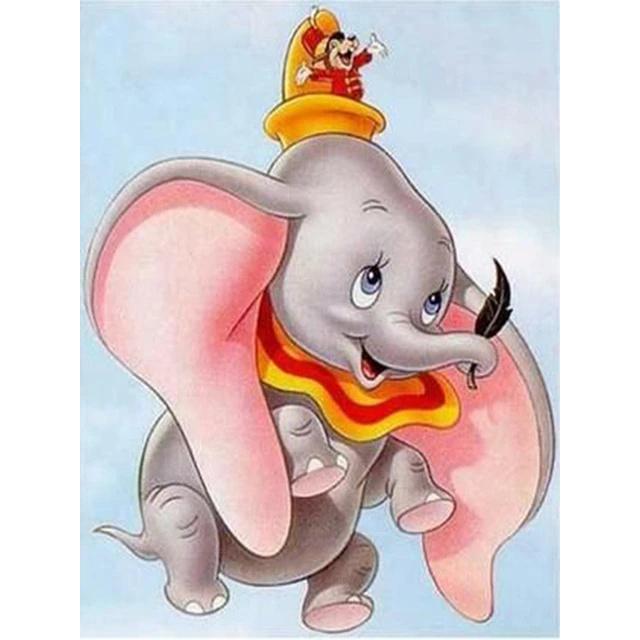 

Полная Алмазная Живопись Дамбо Картина Стразы Мозаика Слон Животное Вышивка Мультфильм Новинка Ручная Работа Детский Подарок Round 20x30cm