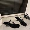2025 summer French woven mesh hollow bag head half slippers women's shoes wear wedge heels high heels Roman sandals