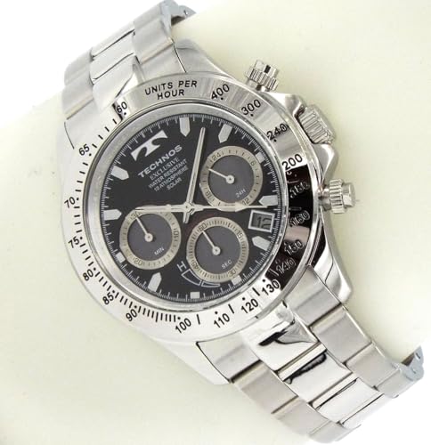 TECHNOS SOLAR WATCH Technos Solar Chronograph Light-Powered Men's Watch, Black, TAE4001ASB [Parallel Import]