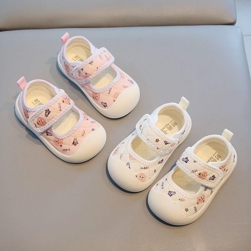 Baby Soft-soled Toddler Shoes Girls Princess Shoes-year-old Spring and Autumn Breathable Soft Canvas Shoes Bag Head Baby Shoes