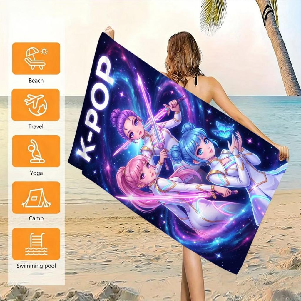 1pc Microfiber Beach Towel for Beach Swimming,K Pop Group Style Print Microfiber Beach Towel for Adults/Children
