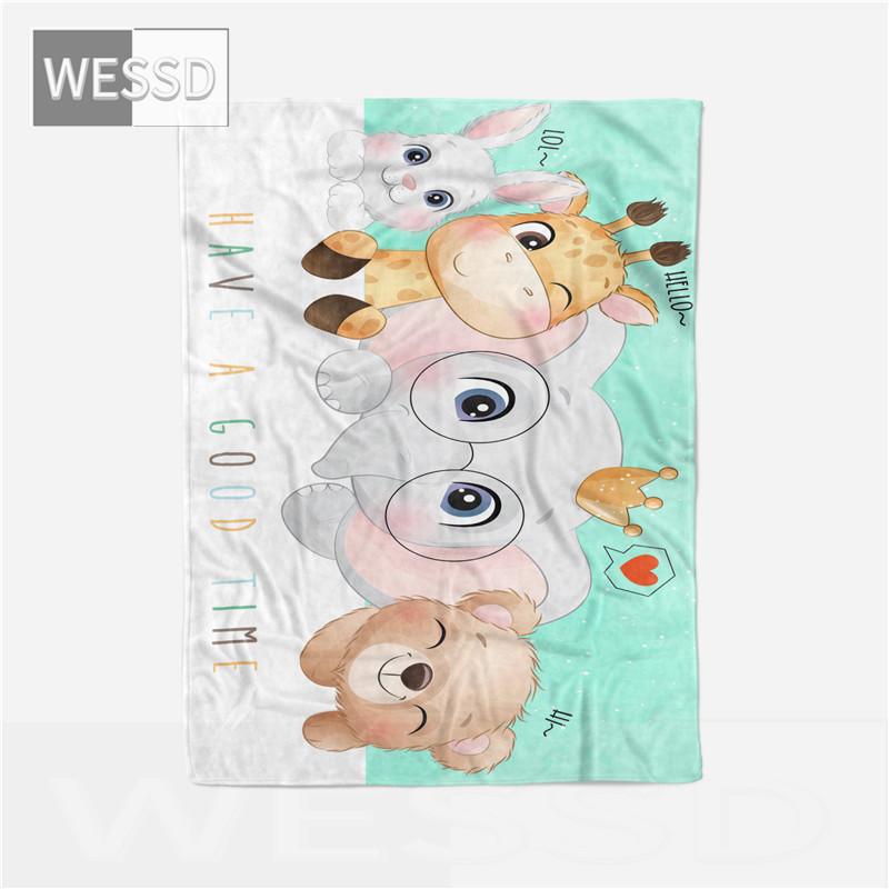 Kawaii Children Cartoon Blanket Animal Flannel Fleece Blanket Super Soft Nordic Bed Cover Bedspread Cute Gift