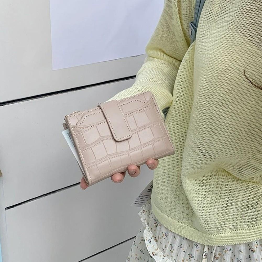 Two-fold Women Short Wallet Solid Color PU Card Bag Versatile Folding Wallet  Shopping