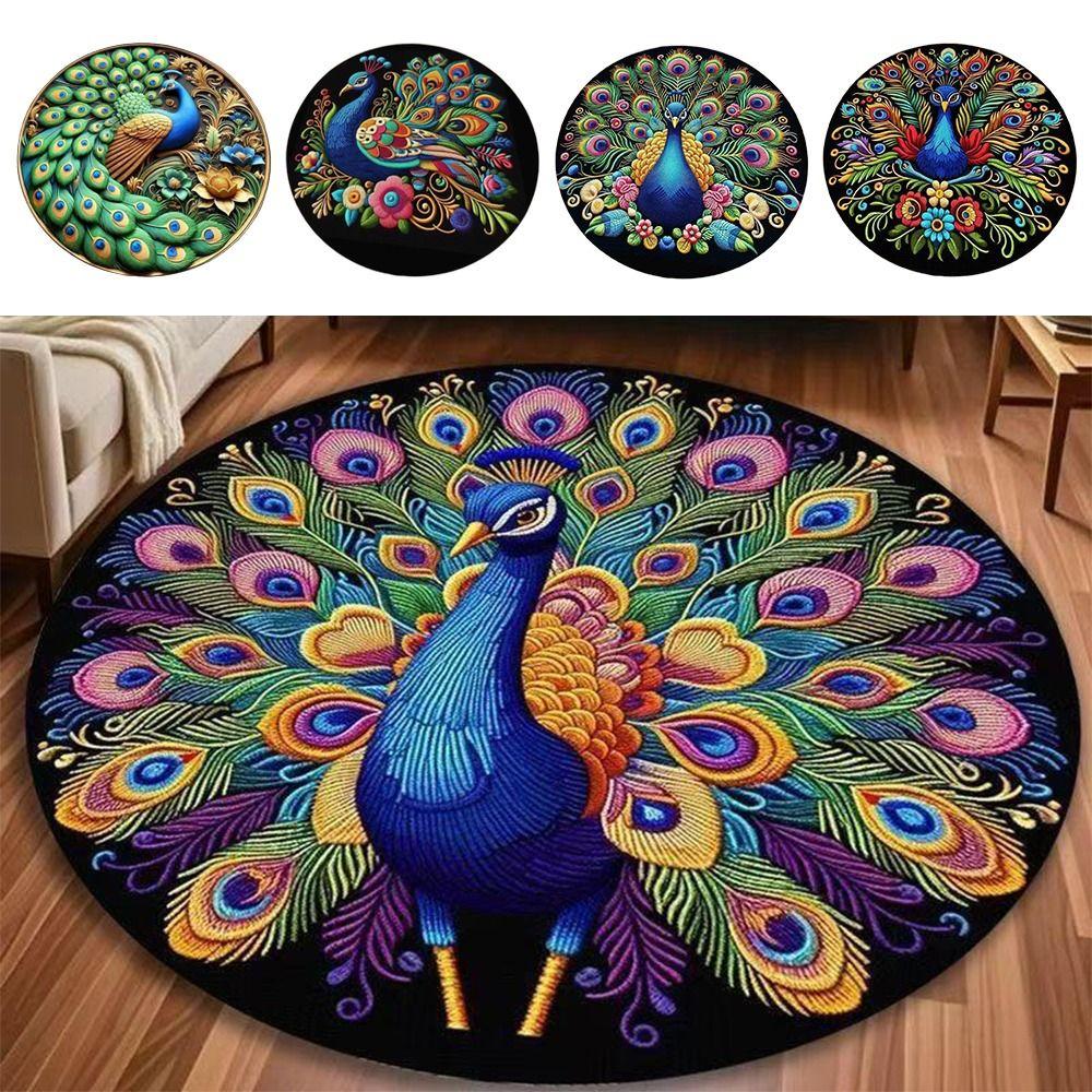 Non-slip Peacock Carpet Soft Door Gasket Durable Blanket  for Living Room Tea Table Bedside