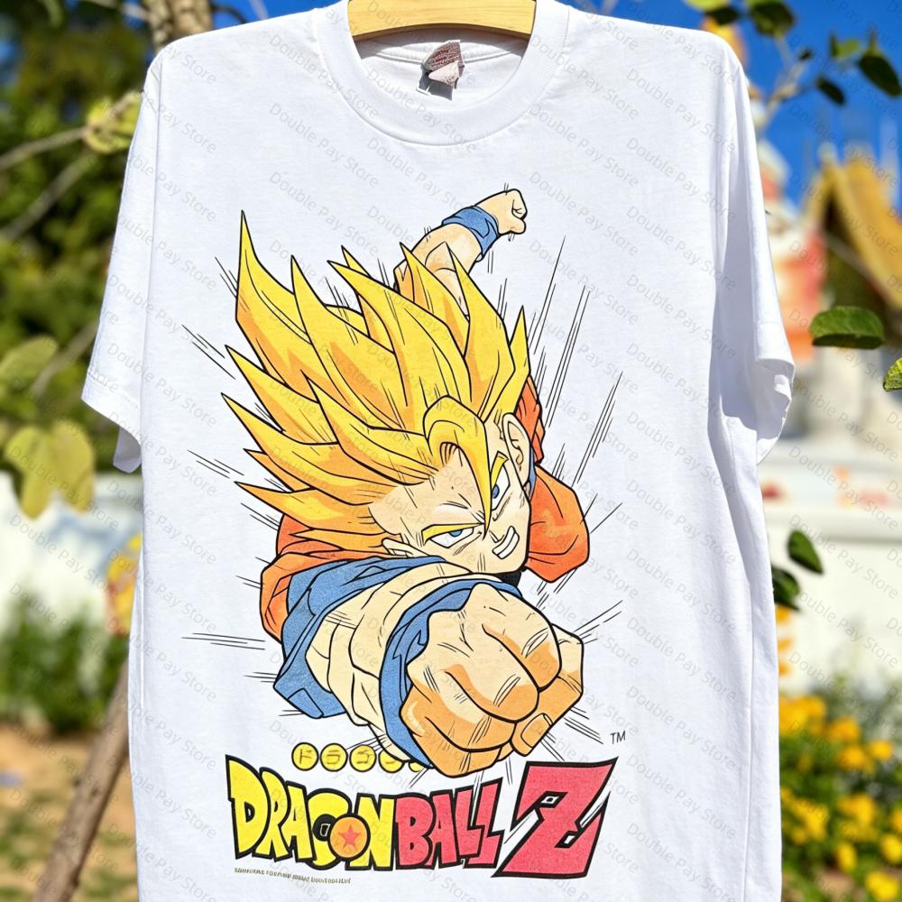 

2026 American Retro Animation Dragon Ball Splicing Poster Wind Shortsleeved Kids Tshirt Womens Cotton Tops Unisexs Shirts S